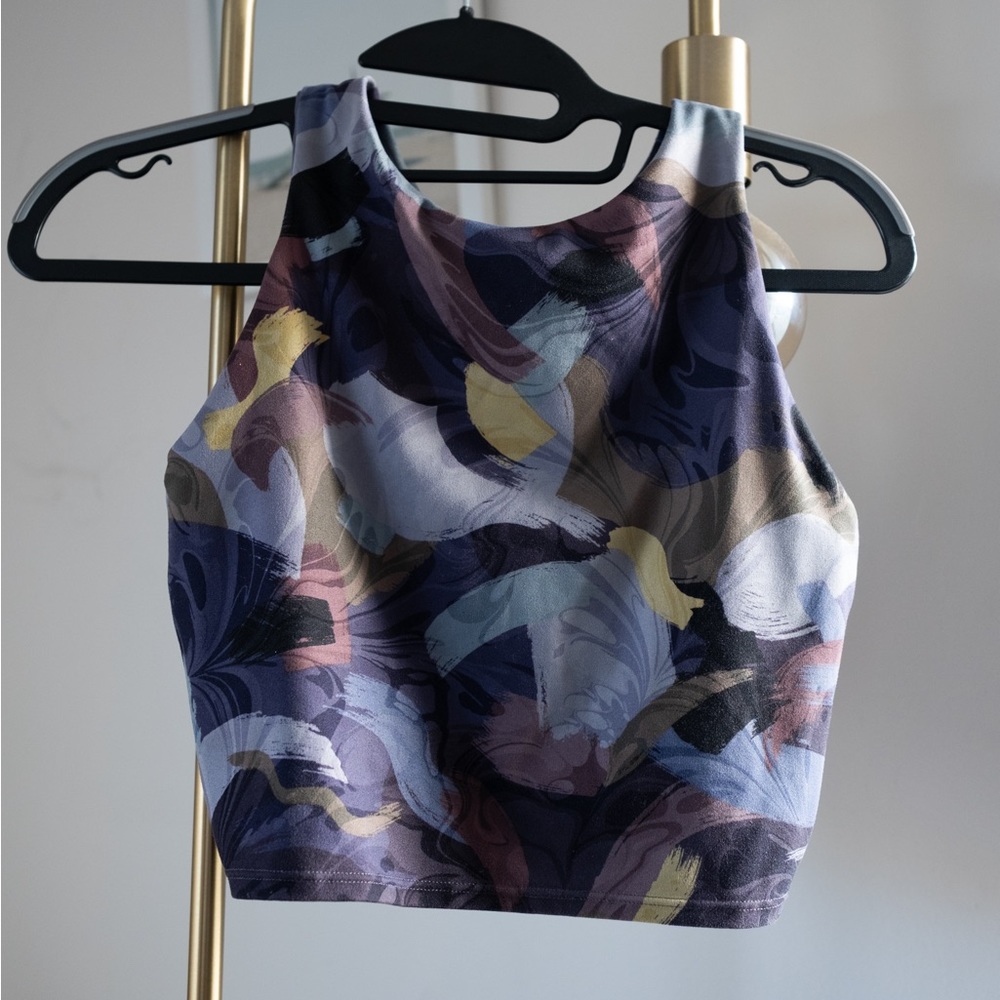 Athleta Conscious Crop A-C Purple print Sports Bra
